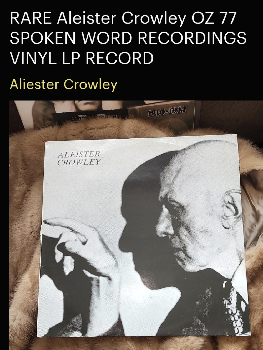 RARE Aleister Crowley OZ 77 SPOKEN WORD RECORDINGS VINYL LP RECORD